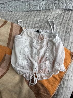 American eagle white flowy summer tank XS